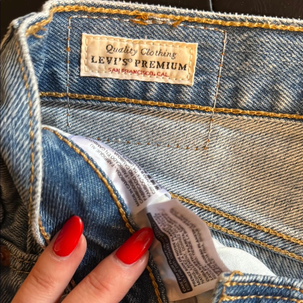 Levi's Blue Distressed Jean Shorts - Picture 2 of 2